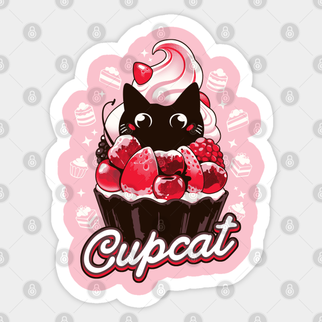 Cupcat Cute Food Cat Sweet Cat Sticker TeePublic